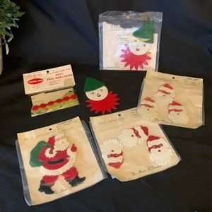 Set of 5 vintage THE HOUSE OF FRANKEN Christmas Holiday iron-on felt appliques